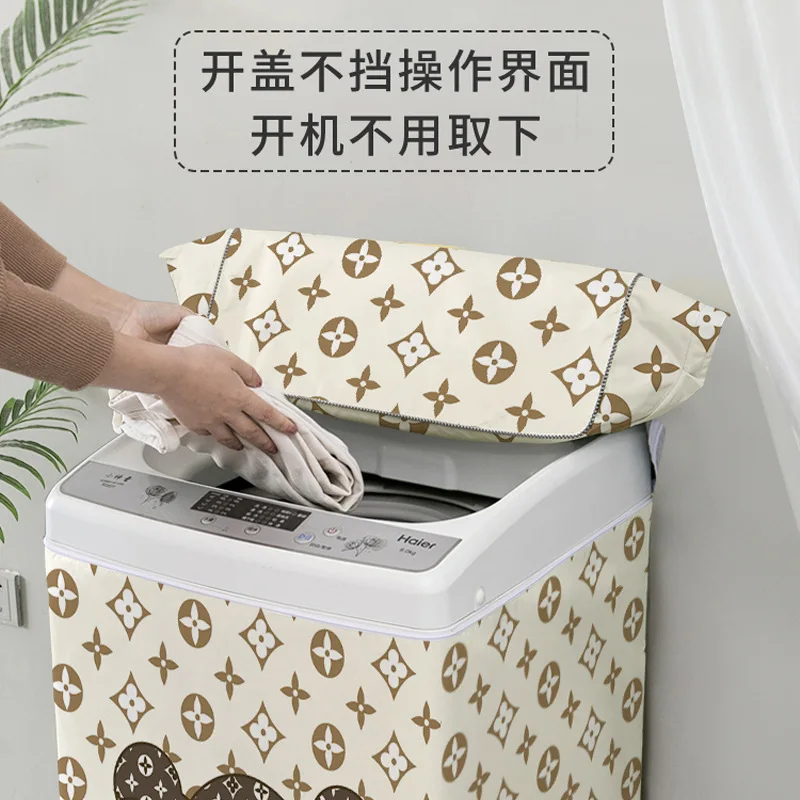 Upward Flip Washing Machine Cover, Waterproof and Sunscreen Cover, Dustproof Cover, Fully Automatic Heat Insulation Cover Cloth