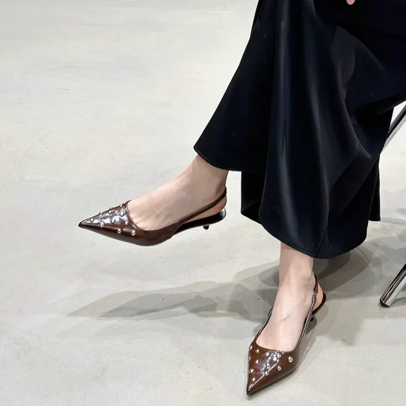 

Модные элегантные пикантные банкетные туфли на высоком каблуке для женщин, новые летние удобные босоножки на высоком каблуке с острым носком на тонком каблуке