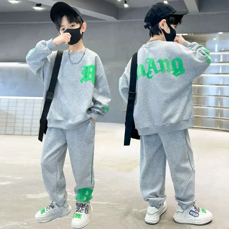 2pcs Children's Clothing Boys' Sets Spring and Autumn Clothes Set 2024 New Cool and Handsome Casual Kids Hoodie Two-piece Set image 4