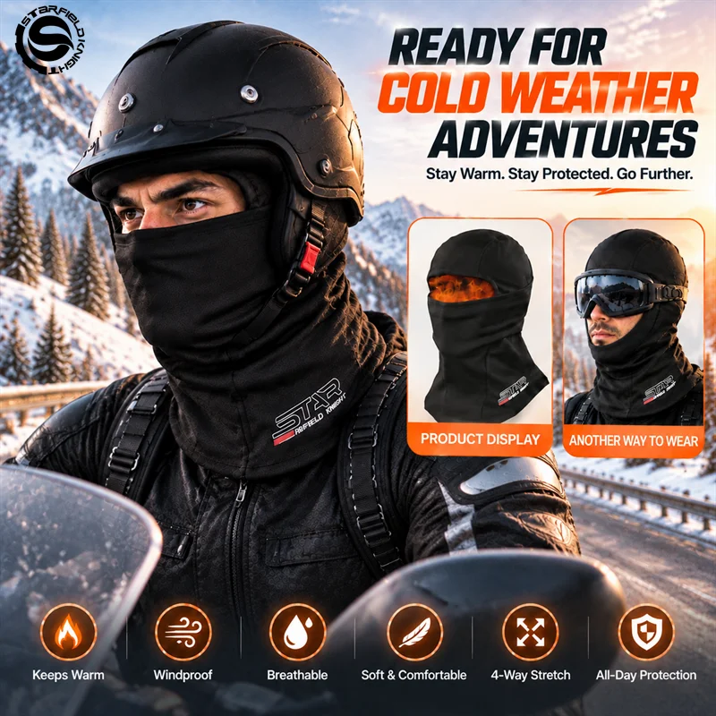 SFK Motorcycle Cycling Mask Scarf Balaclava Riding Helmet Liner Winter Warm Windproof Breathable Free Switch Wear Various Scene