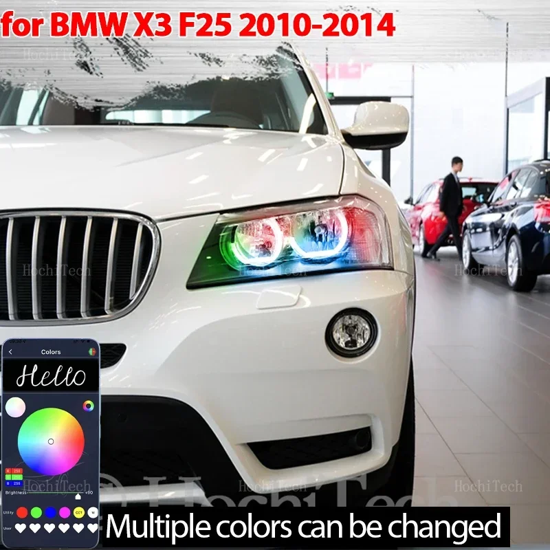 

For BMW X3 F25 Halogen Headlight 2010 2011 2012 2013 2014 Sequential Muti-colored modes Angel Eyes Ring LED Turn signal