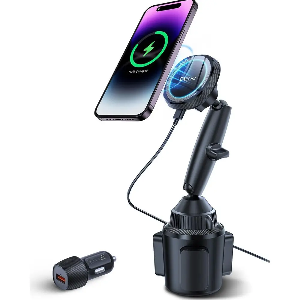 

Беспроводное автомобильное крепление с системой отвода тепла, быстрая зарядка 15 Вт для iPhone 17 16 15 14 13 Pro Max Mini с адаптером PD 30 Вт