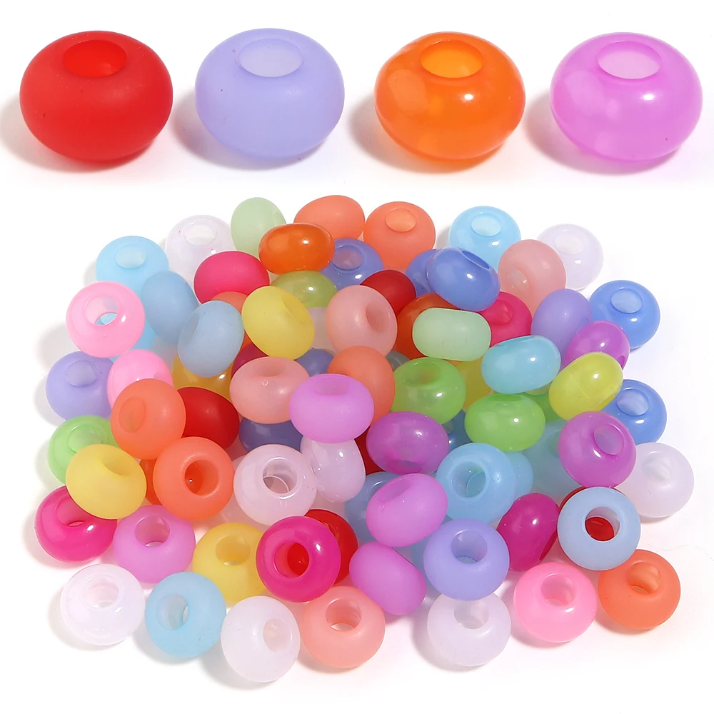 50 Stück/Set, gemischte Farben, matte Acryl-Abstandsperlen, große Lochperlen, Rad- und Abakusperlen für die Schmuckherstellung, DIY-Armband- und Halskettenzubehör – Detail 5