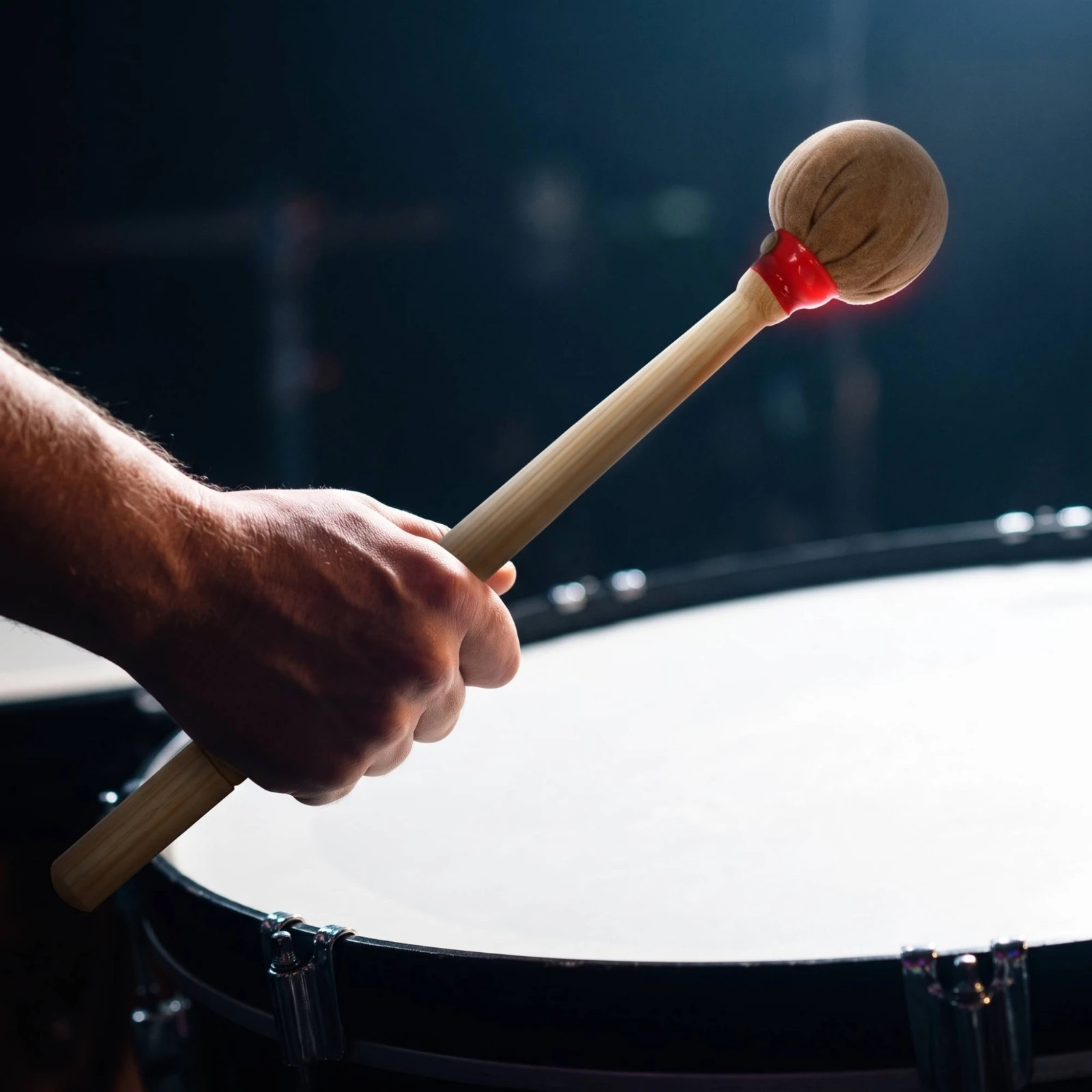 Bass Drum Mallet Long-Handled Bass Drum Mallet with Maple Handle Drumstick Lightweight Easy to Grip for Drummers