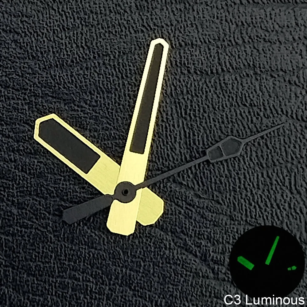 12,5 mm silberne und goldene Uhrzeiger, C3 grün leuchtend, für NH-35/NH36/4R/7S Uhrwerke, Zeiger – Detail 7