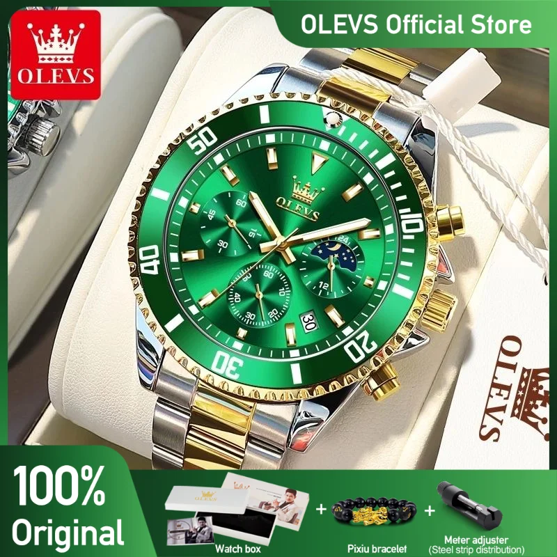 OLEVS Men\'s Watches Fashion Waterproof Quartz Wrist Watch Men Top Brand Luxury Stainless Steel Strap Sport Date Clock Male