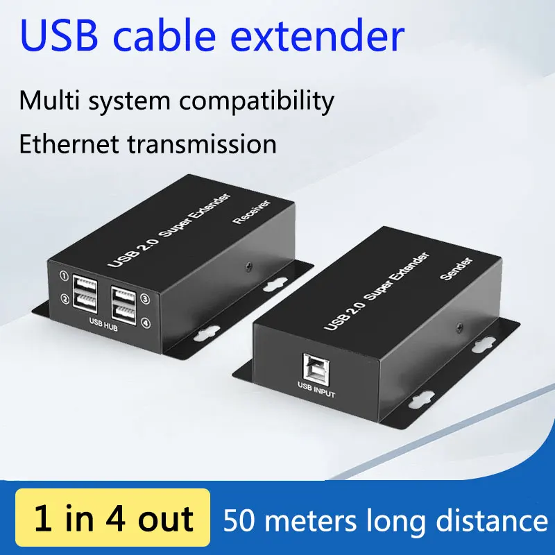 

50M USB 2.0 Extender Over Ethernet Cat5e/6 Cable USB To RJ45 Transmitter sender Receiver For PC Webcam Printer Keyboard Mouse