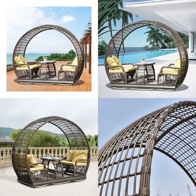 Outdoor Wicker Rattan Swing Chair Double Egg Hanging Seat Romantic Patio Garden Furniture