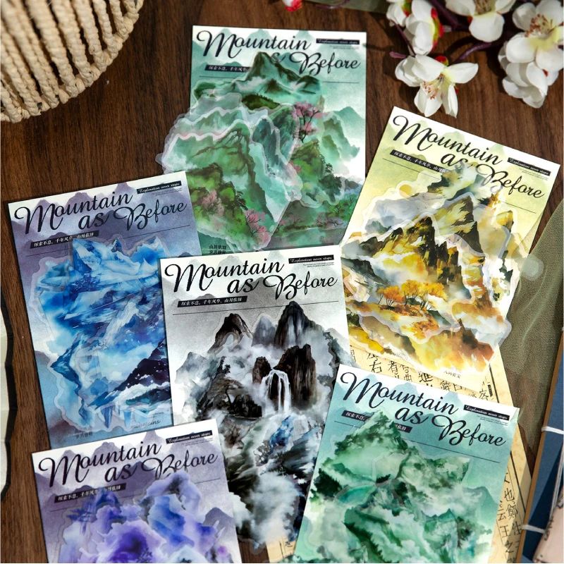 10 Sheets PET Large size Stickers Landscape of Mountains Decorative handmade Scrapbooking Material Diary Album Craft Supplies