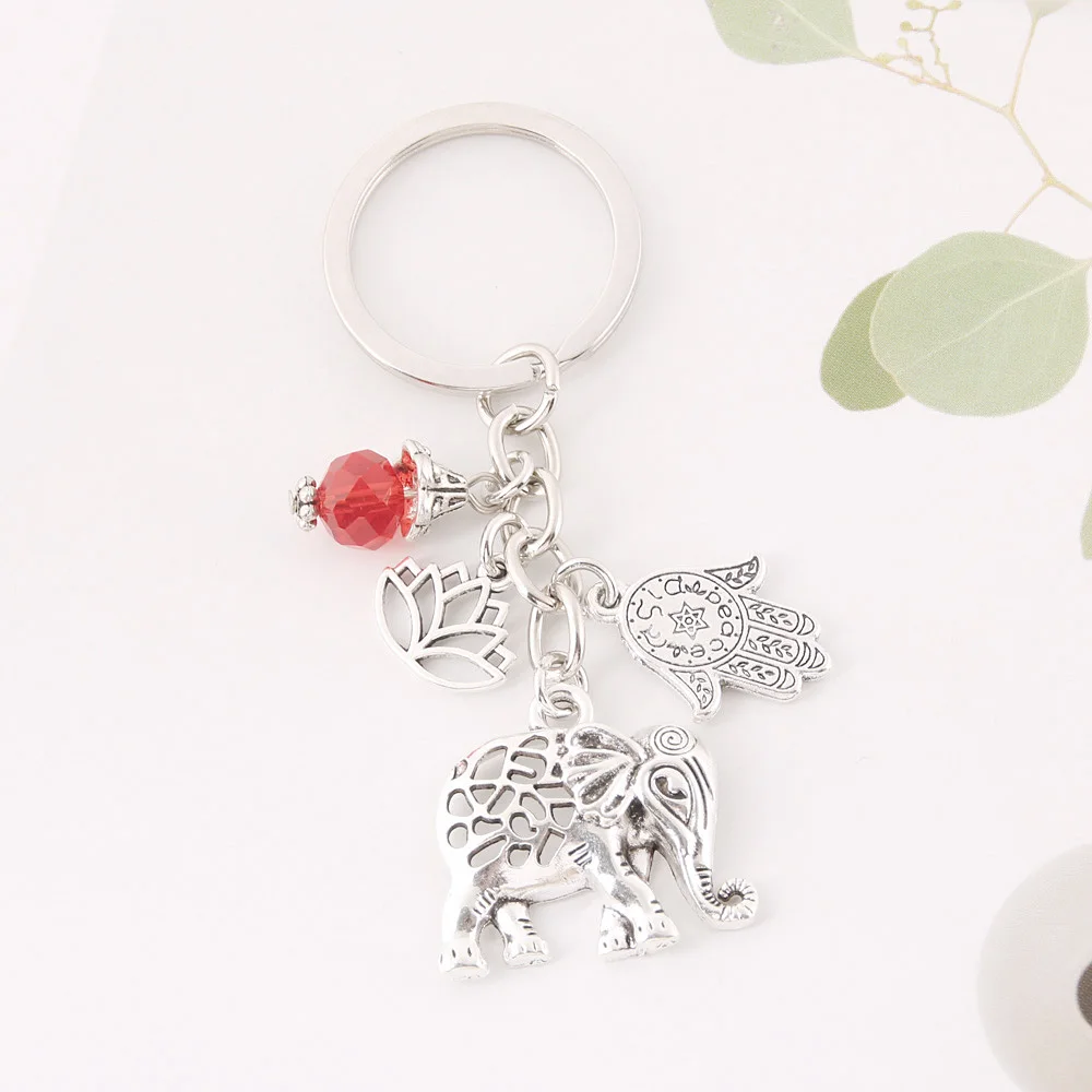 1pc I Love Yoga Thailand Bohemia Elephant Lotus Pendants Keychain Om Ohm Aum Jewelry Keyring Gift For Women Souvenirs