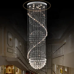 Lustre de cristal moderno espetacular led espiral bola gota chuva k9 luminária teto sala estar corredor do hotel foyer