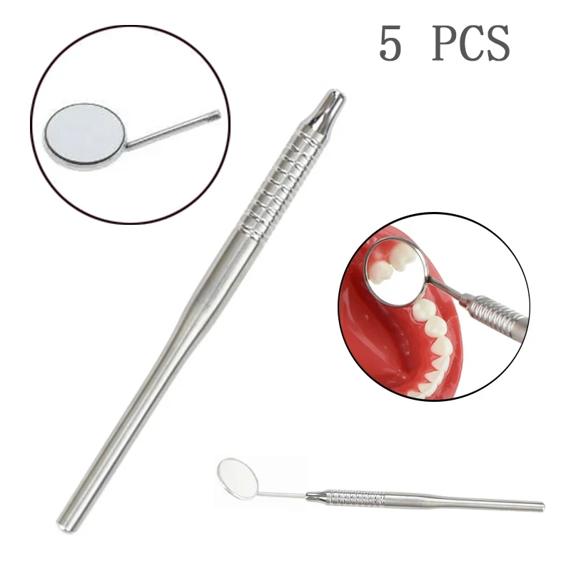 5pcs Dental Stainless Steel Dentistry Medical Equipment Mouth Tooth Mirror Oral Care Checking Extension Applying  Equipment