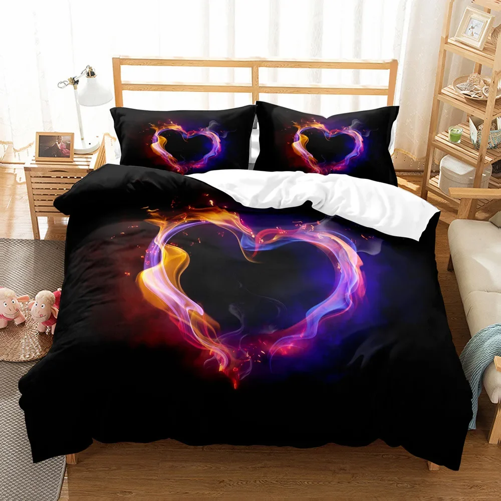 Love Duvet Cover Queen Heart Shaped Bedding Sets Full King Size for Women Men Boys Girls Teens Love Heart Polyester Quilt Cover