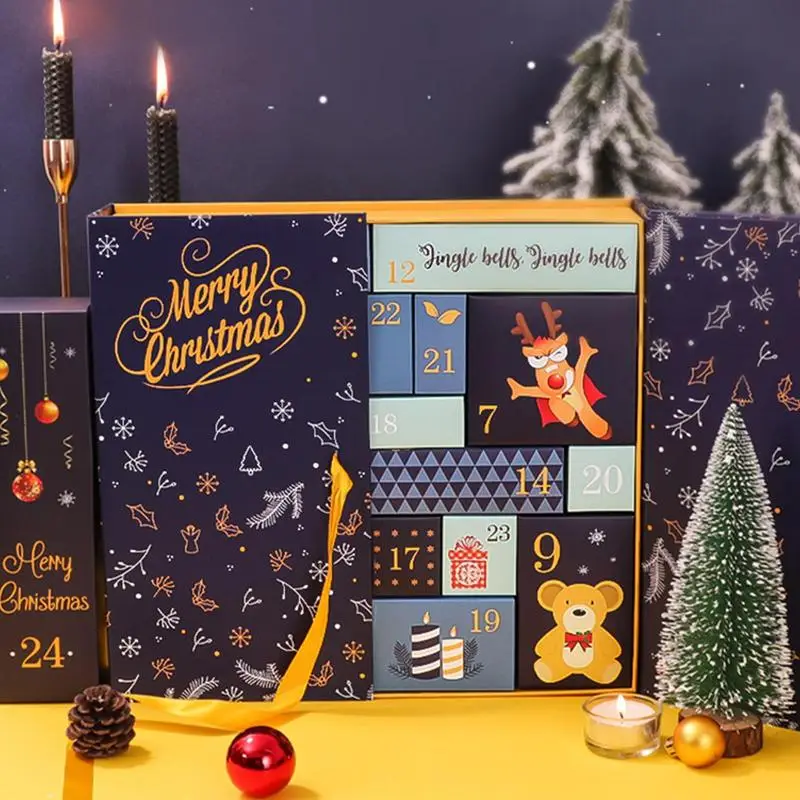 Christmas Advent Calendar 24 Grids Countdown Calendar Gift Package Boxes Christmas Countdown Box Fillable Empty Cardboard Case