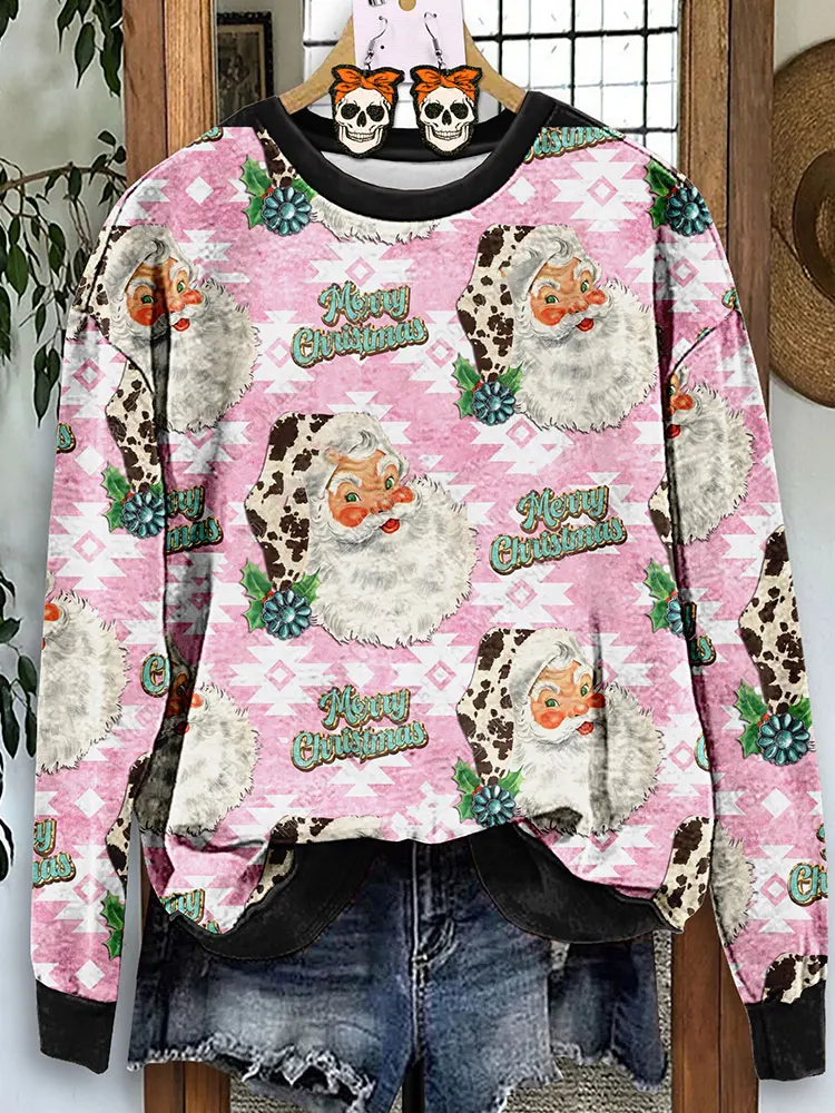 Vintage Santa Claus Print Sweatshirt