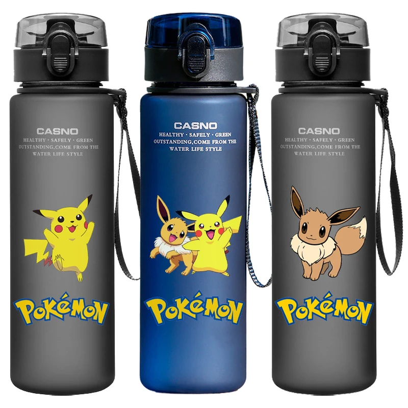 Pokemon Water Cup Anime Portable Children Pikachu Plastic Outdoor Sports Large Capacity Thermos Water Bottle Kids Birthday Gifts