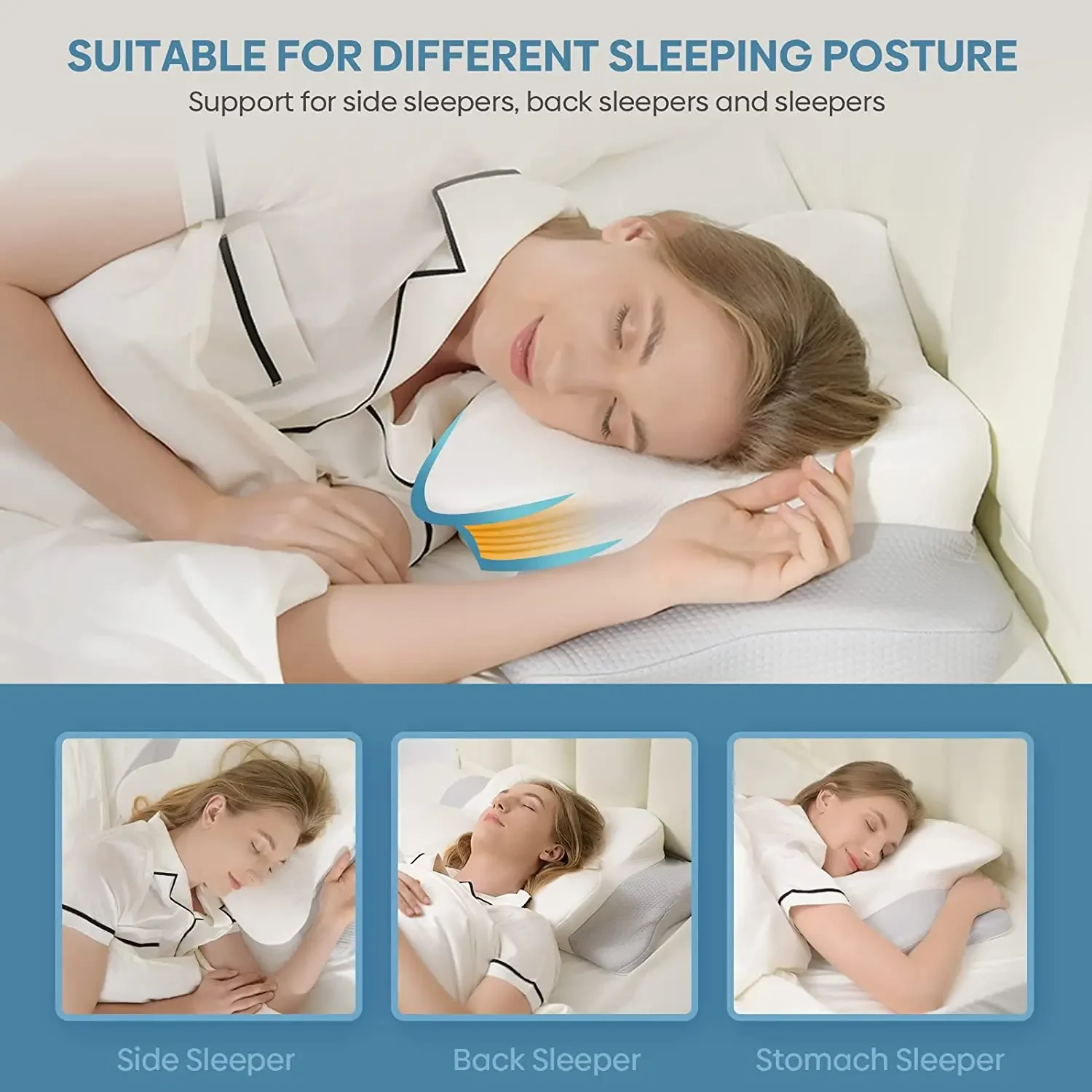 Cervical Pillow Neck Shoulder Pain Relief Sleeping Ergonomic Contour Pillows Memory Foam Pillow for Side Back Stomach Sleepers