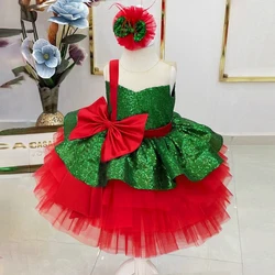 Young Girls Christmas Carnival Pageant Dress Party Dresses Kids Sequin Bow Halloween Gown Princess Clothes Girl Fashion Costumes