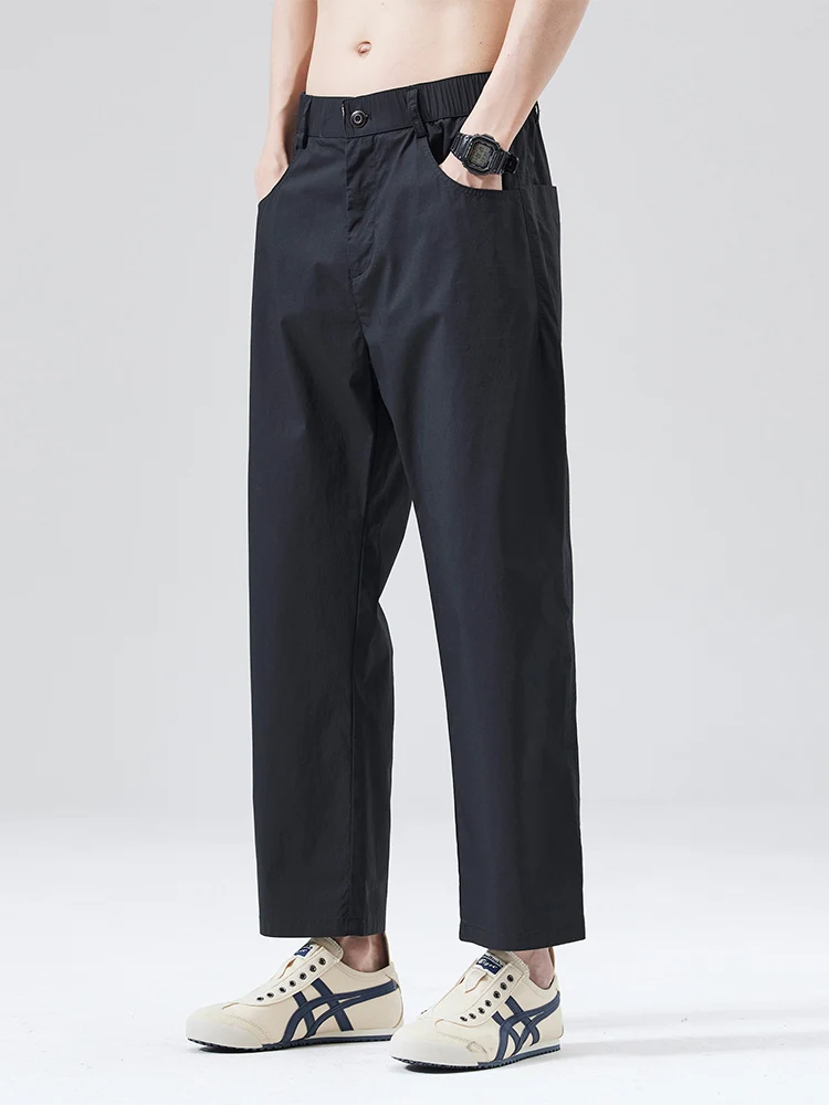 

Qui Dry повседневные брюки мужские летние тонкие девять очков свободные прямые брюки молодежные Vitali Sle нейлоновая ткань базового цвета