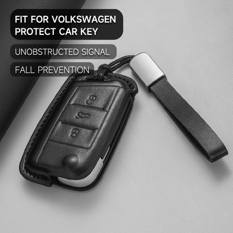 

Кожаный чехол для автомобильного ключа, защитный чехол для VW Volkswagen GTI Golf 7 MK2 MK7 Polo Tiguan T-Cross T-Roc touran