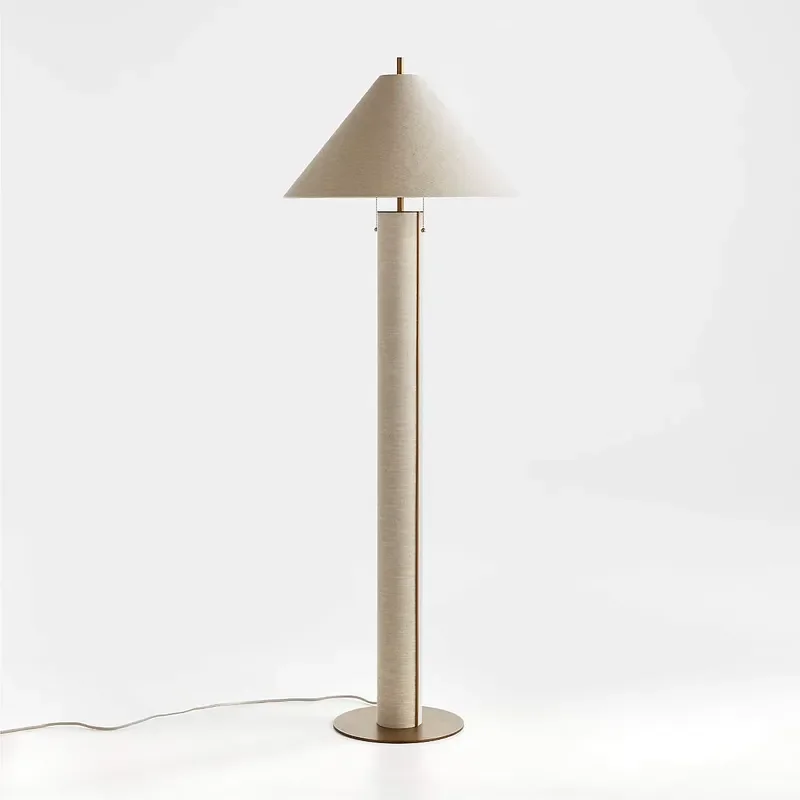 Modern Gray Blue Linen Floor Lamp Large LED Standing Light for Living Room Bedroom Study Hotel Decor Simple Design Home