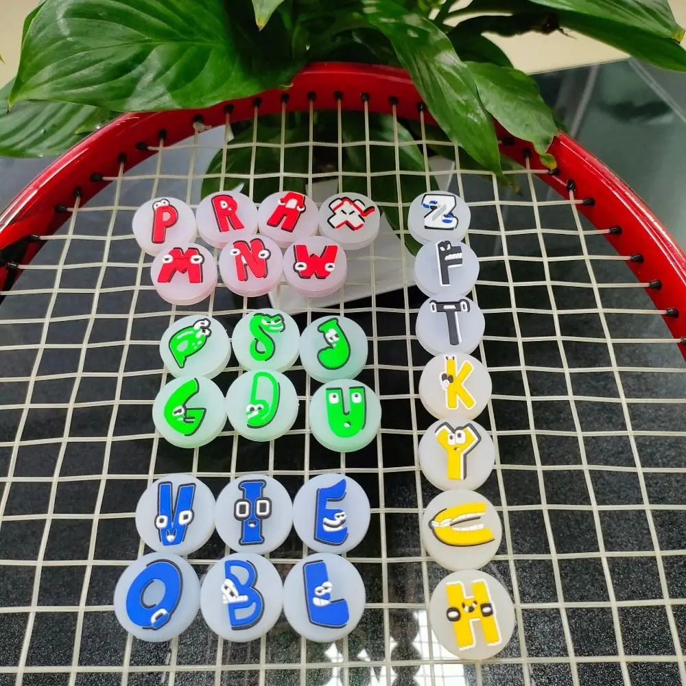 26 English Letters Tennis Shockproof Absorber Anti-Vibration Shock Absorption Tennis Racquet Shock Absorber Cute Silicone