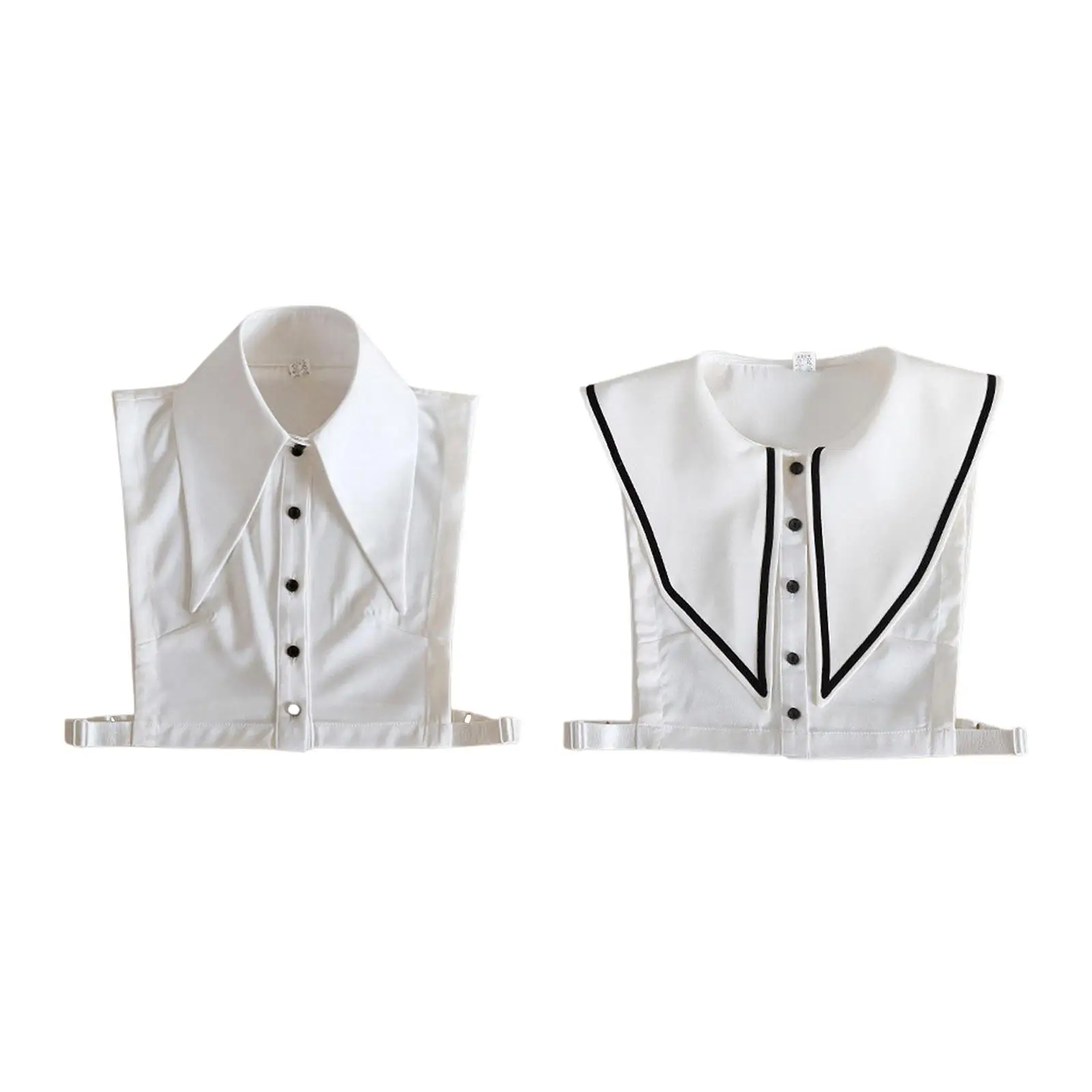 Stylish Polyester Cotton Fake Collar for Women Adjustable White Dickey Blouse Removable Half Shirt Top Accessory