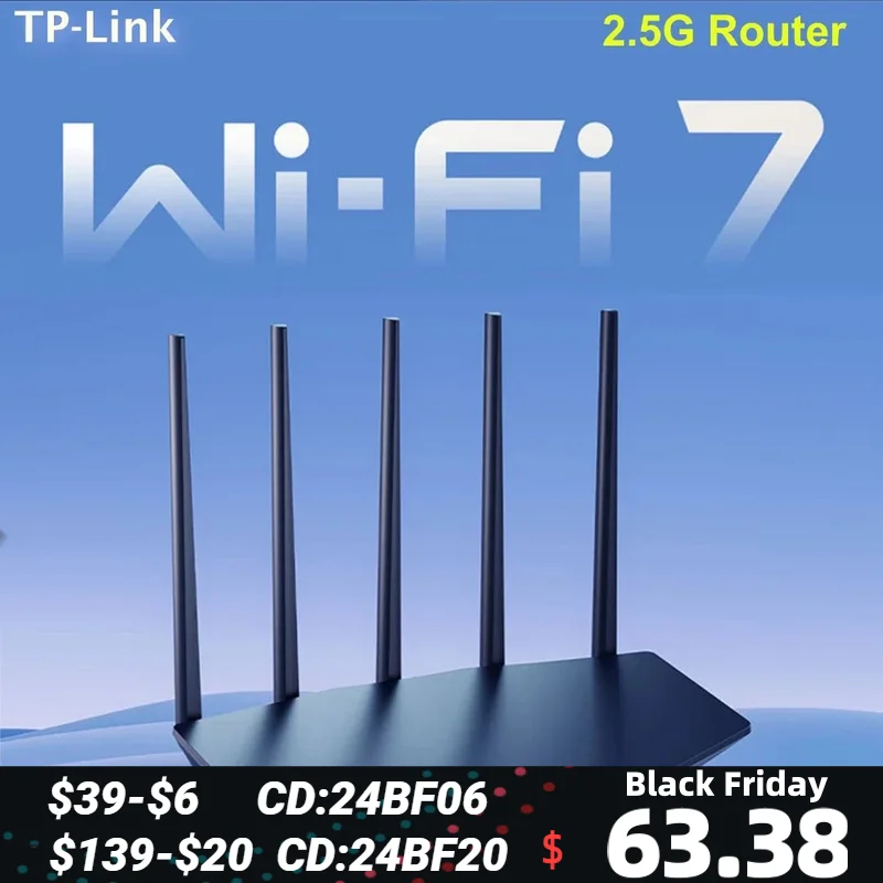 Enrutador TP-LINK WiFi7 BE3600, enrutador de malla de 2,5G, Gigabit, Ethernet, 2 puertos WAN, aceleración de actualización de 3600 M, repetidor Wifi