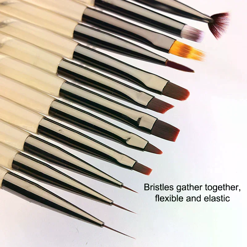 الأشعة فوق البنفسجية هلام مسمار فرشاة فنية الاكريليك رسم اللوحة الخط الفرنسي/زهرة القلم الأظافر تلميح التدرج بناء العلاج بالضوء فرشاة مانيكير #1