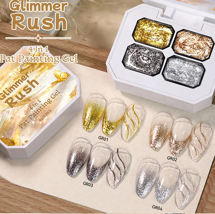 UR SUGAR Glimmer Pat Malgel Nagellack Gold Silber French Nails DIY Linien Blumen Malerei Patting Maniküre Nagelstempel – Detail 4