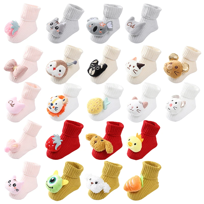 0-1Y Cute 3D Newborn Baby Socks Winter Cartoon Socks Thick Warm Anti Slip Stocking Toddler Kids Soft Cotton Foot Warmers