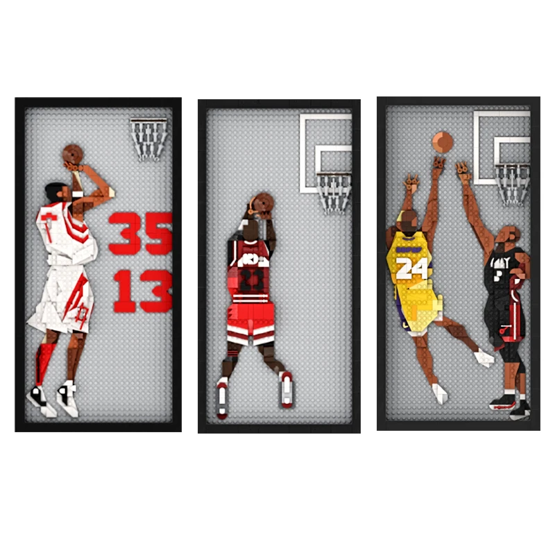 

Фоторамка из строительных блоков с изображением баскетболиста, развивающая игрушка-конструктор для детей и взрослых, настенный декор и украшение для стола