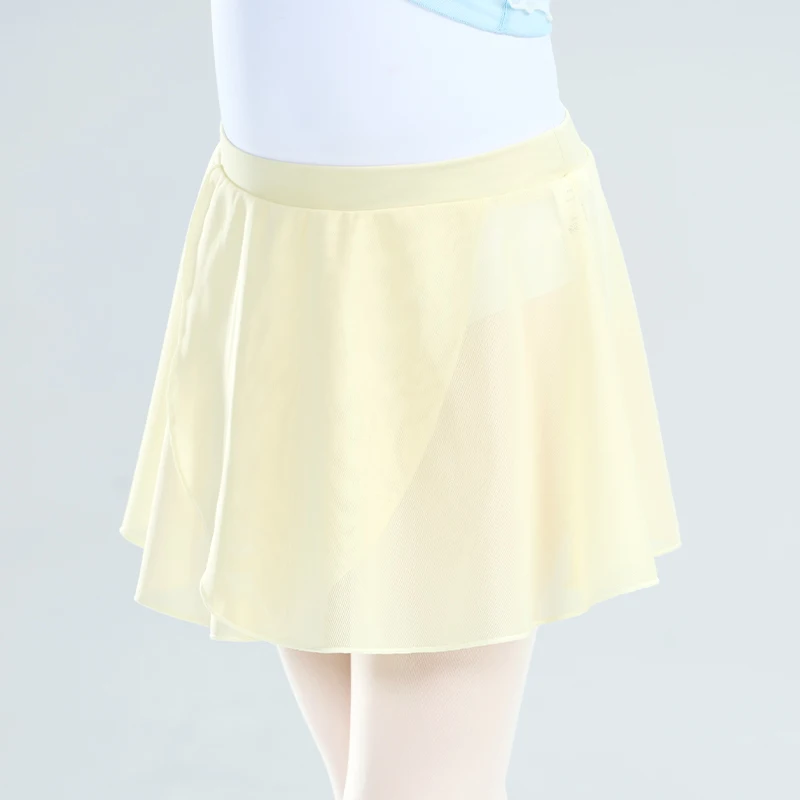 Kids Girls Ballet Dance Skirt Elastic Waist Irregular Skirt Nylon Diagonal Cross Soft Mesh Short Skirts