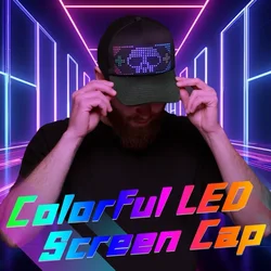LED Hat Light Display Screen DIY Smart Pixel Matrix Baseball Hat 5V Rechargeable Bluetooth APP Control HipHop Street Party Decor