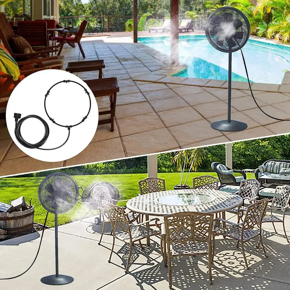 Patio Garden Fan Accessories Outdoor Misting Fan Kit with Leakproof Nozzles Easy Install Spray Ring Attachment Patio Garden Fan