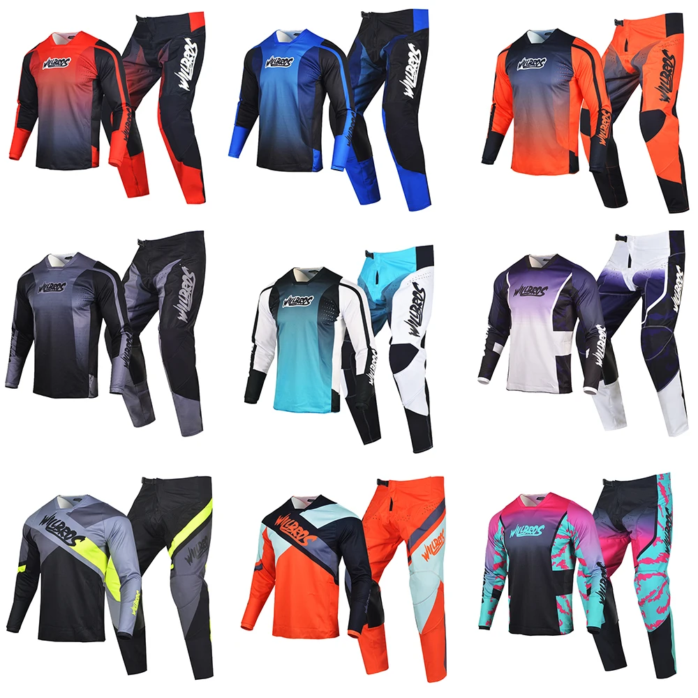 Willbros MX Motocross Racing Jersey and Pants Combo Offroad Dirt Bike Mountain Enduro MTB BMX Riding Gear Set
