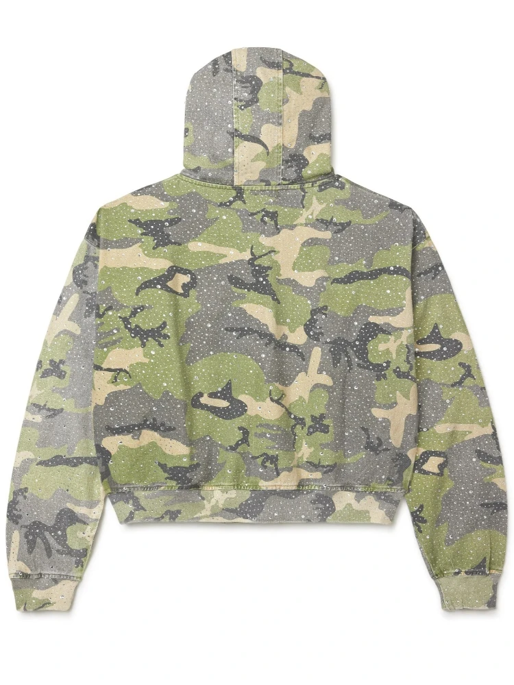 Mens Hoodie Y2K Rhinestone Camo Zip Up Sweatshirt Harajuku Unisex Loose Fit Military Green Hooded Streetwear Fashion Trend New