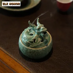 Yue Kiln Celadon Incense Holder Antique Dargon Cloud Incense Waterfall Household Smell Distributor Ornament Accessories Craft