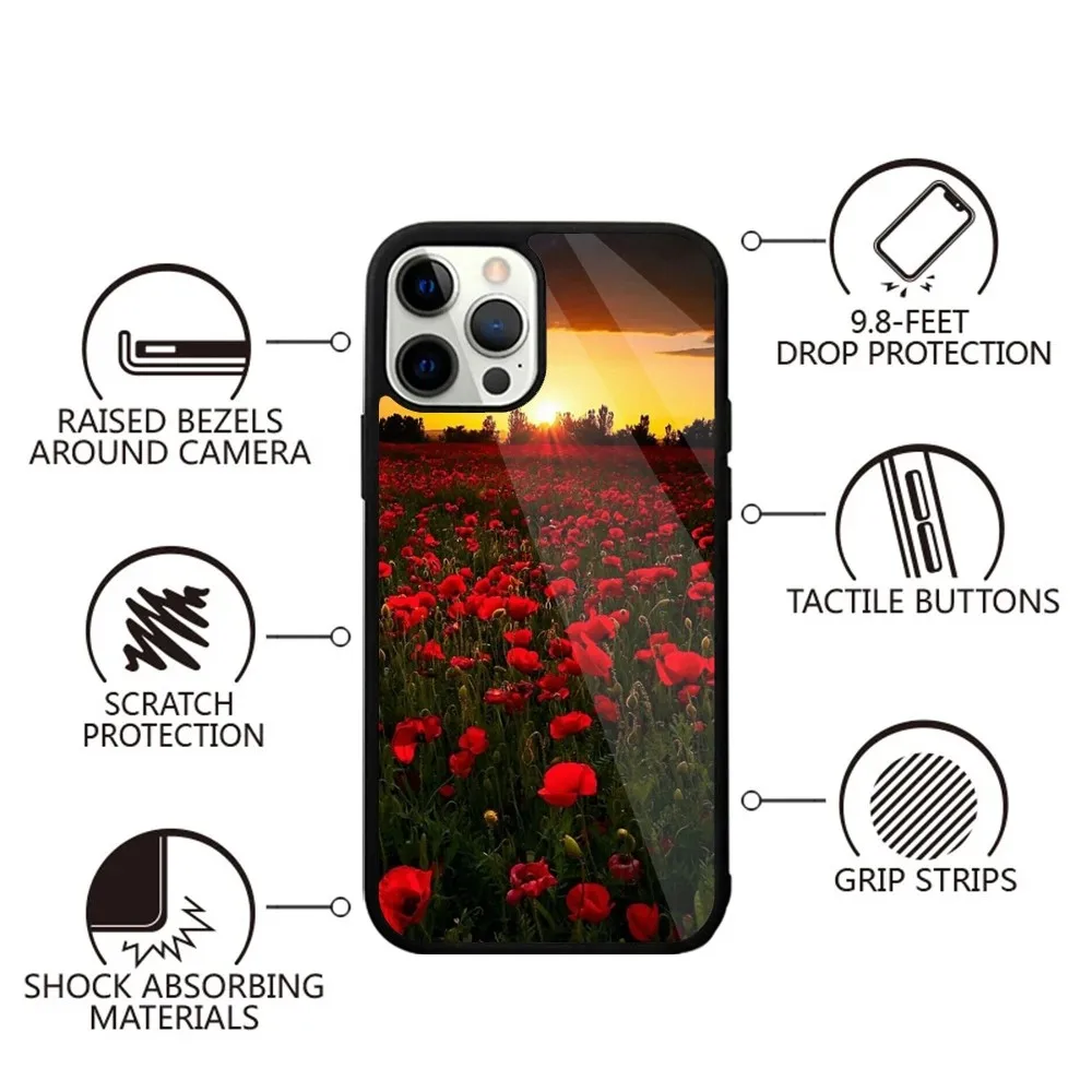 Red Poppies flowers  Phone Case Strong Magnetic For IPhone 16,15,14,13,Pro,Max,Plus,11,12,Mini For Magsafe Wireless Charging