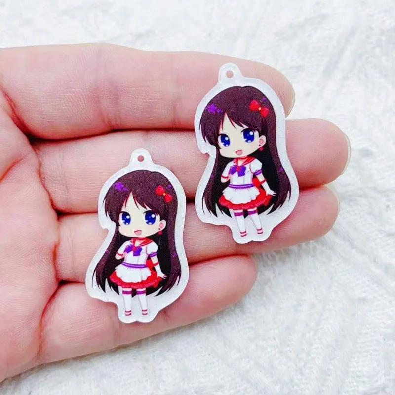 10pcs Acrylic Cartoon Accessories Earrings Bracelet Keychain DIY Pendant Small Pendant view 2