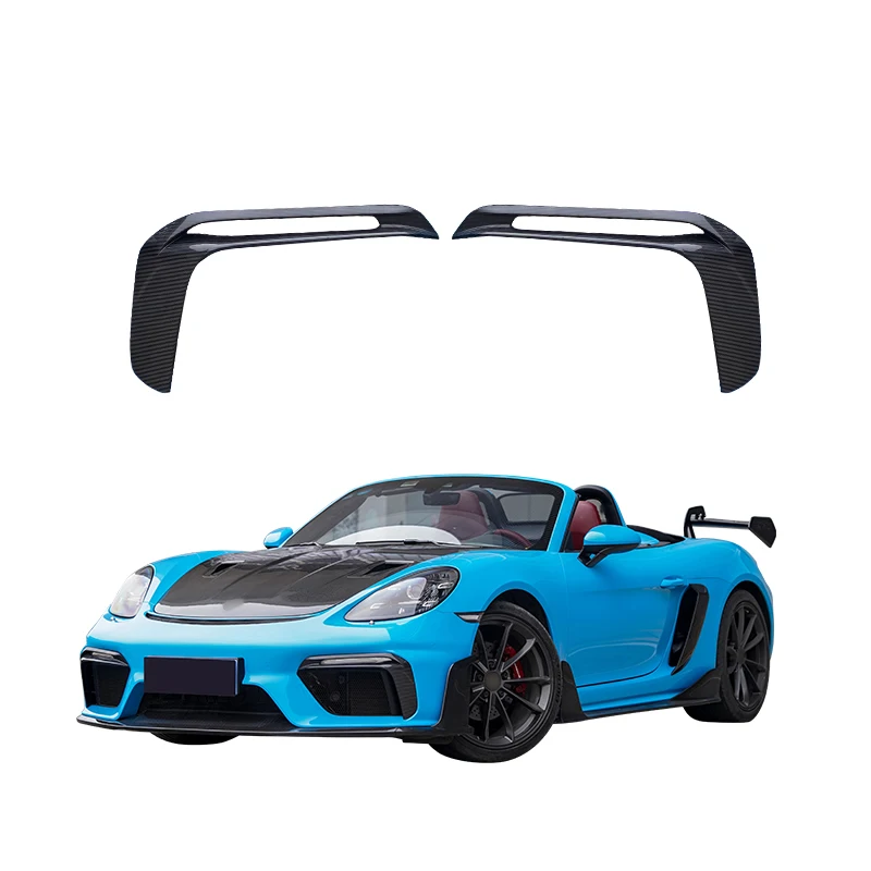 Suitable for Porsche 718 GT4RS front bumper carbon fiber lampshade daytime running lights fog lights grille frame Cayman Boxster