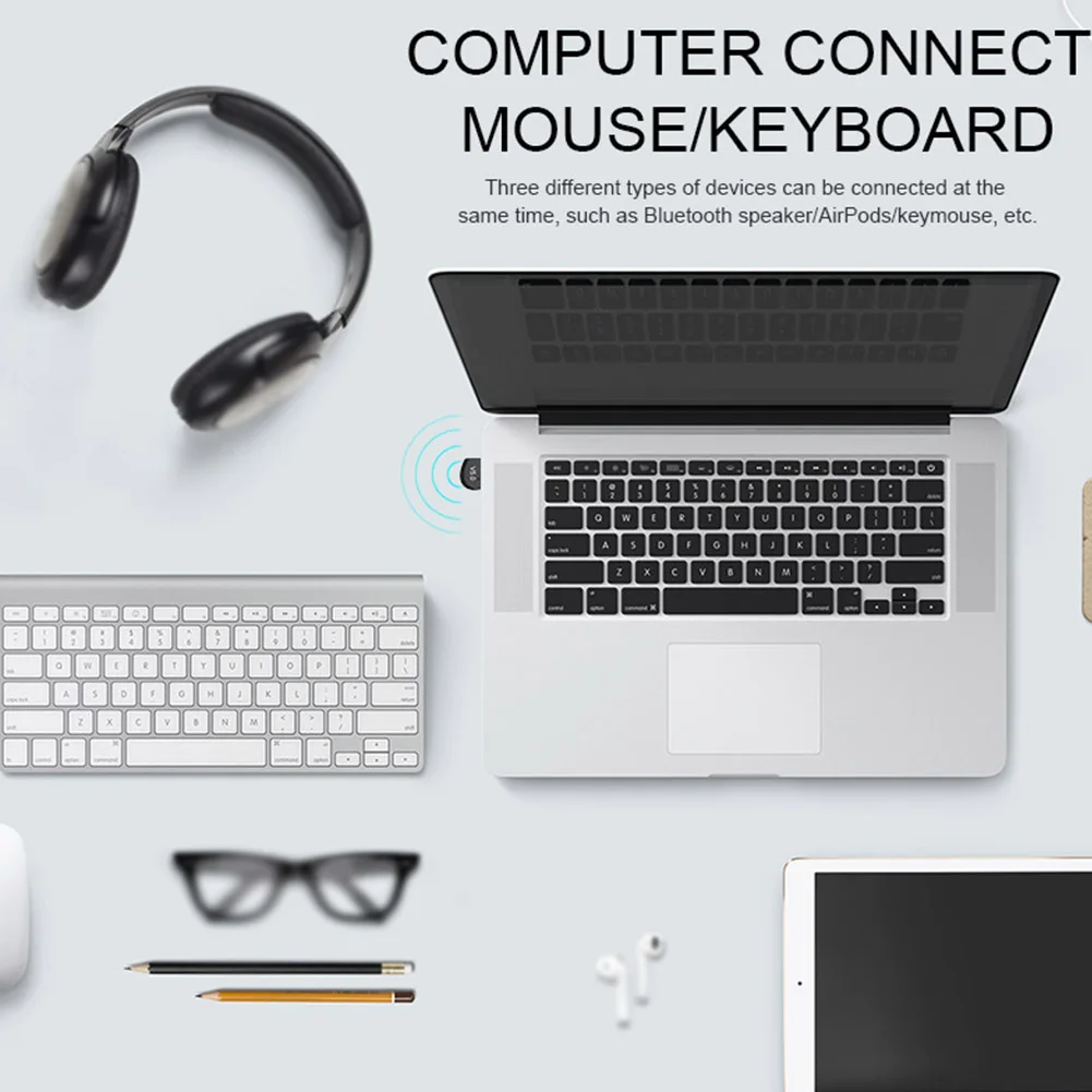 オーディオ送信機と受信機,音楽,USBアダプター,プラグアンドプレイ,オフィス,コンピューター,ラップトップ,v5.0を備えたワイヤレス音楽送信機