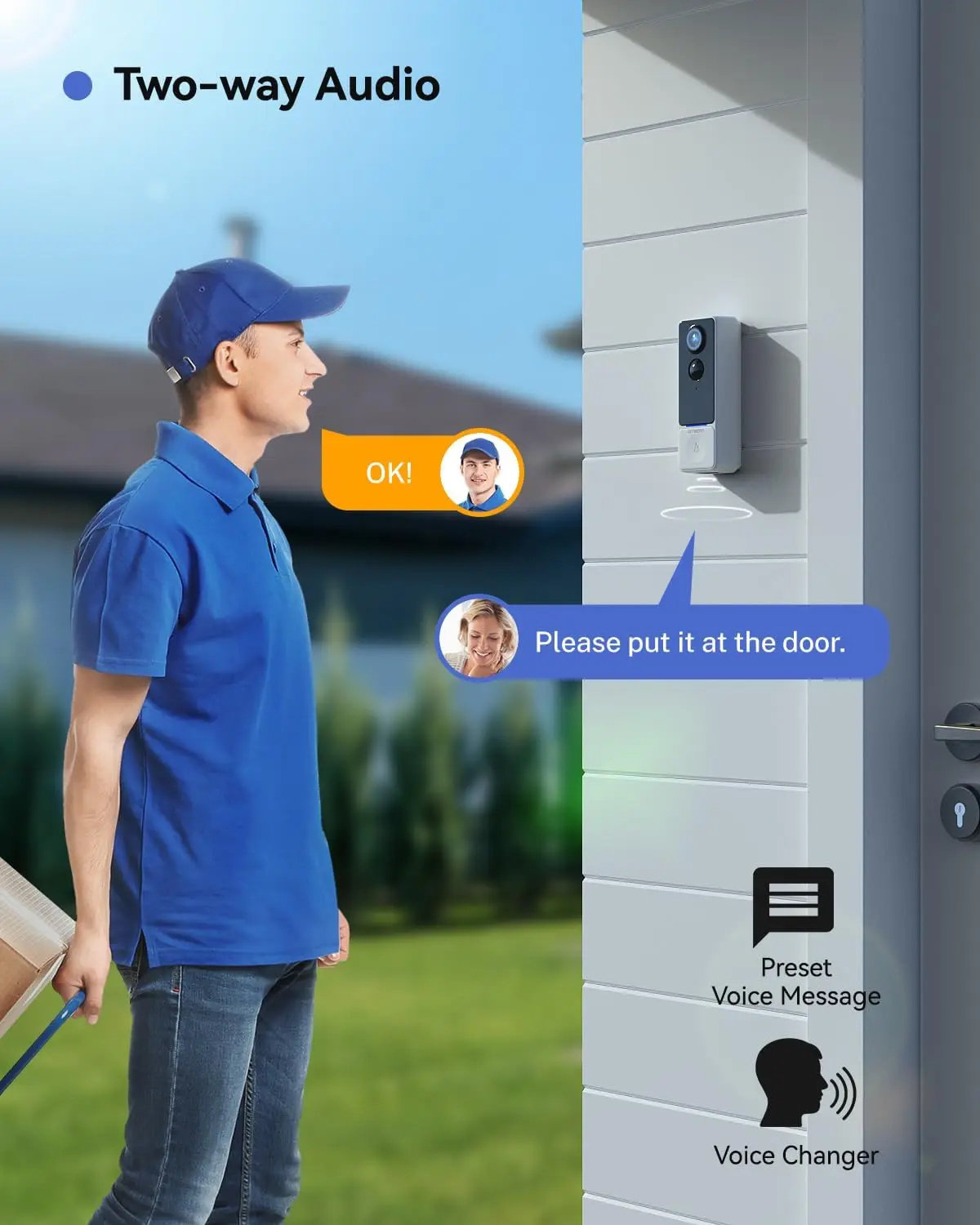 TMEZON CloudEdge APP WiFi Video Smart Doorbell 1080P Intercom Chime Smart IP Video Intercom IR Alarm Wireless Security Camera
