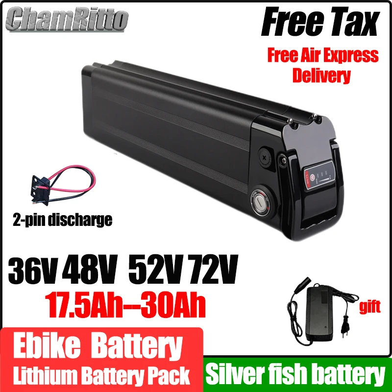 48V E bike Akku Accu battery silverfish 36V 500W electric bike battery 52V battery 1500w motor 20 30ah 72v 50ah lithium battery