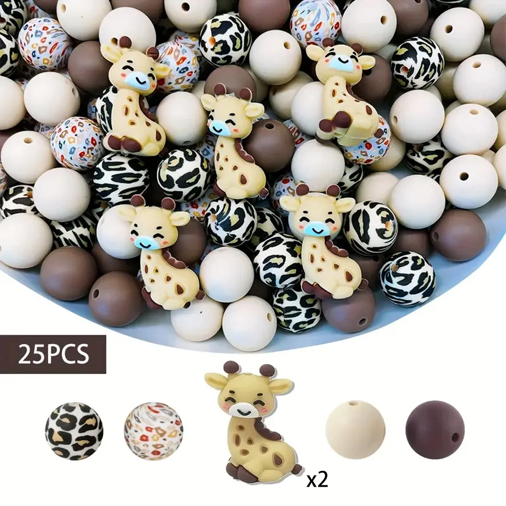 5/25-teiliges 3D-Tier-Kombinations-Silikonperlen-Set, perfekt für DIY-Handarbeiten wie Schlüsselanhänger, Halsketten, Armbänder usw. – Detail 10