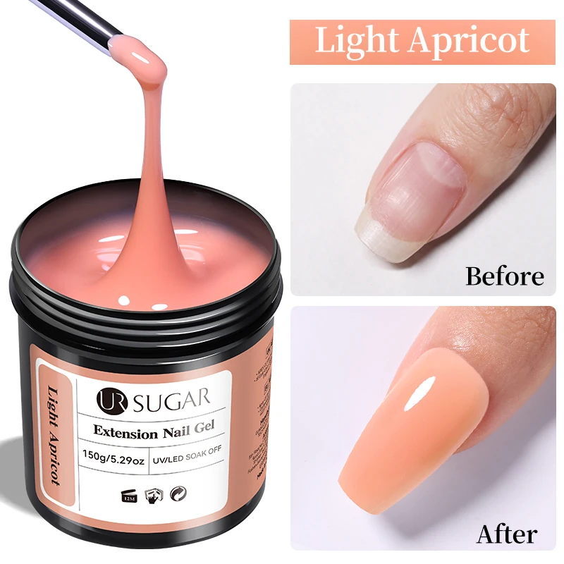 UR Sugar 150g Schnellverlängerungs-Nagelgel UV LED Aushärtbares Aufbaugel Acryl French Nail Art Semi-Permanent Abziehbarer Gel-Lack