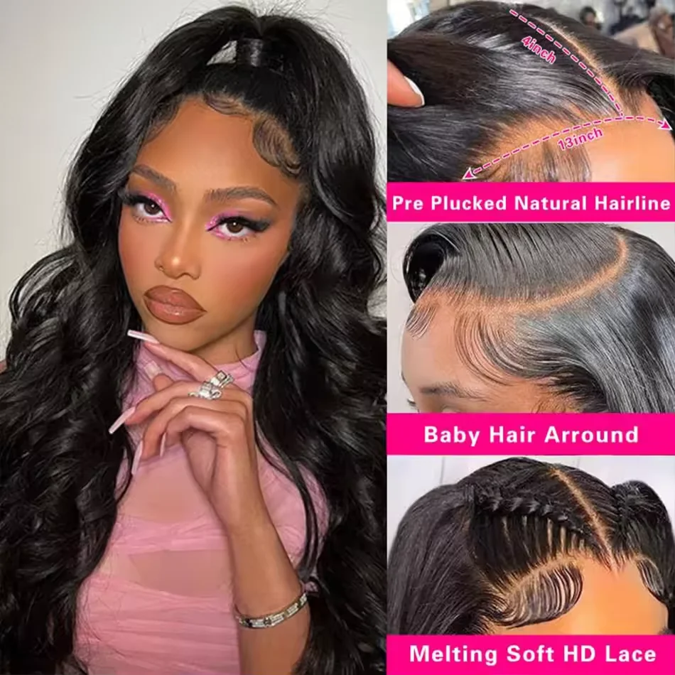 Body Wave Hair Wig Pre Plucked 13x4 13x6 HD Transparent Lace Frontal Wig 100% Human Hair Wig 4x4 HD Lace Closure Wig For Women