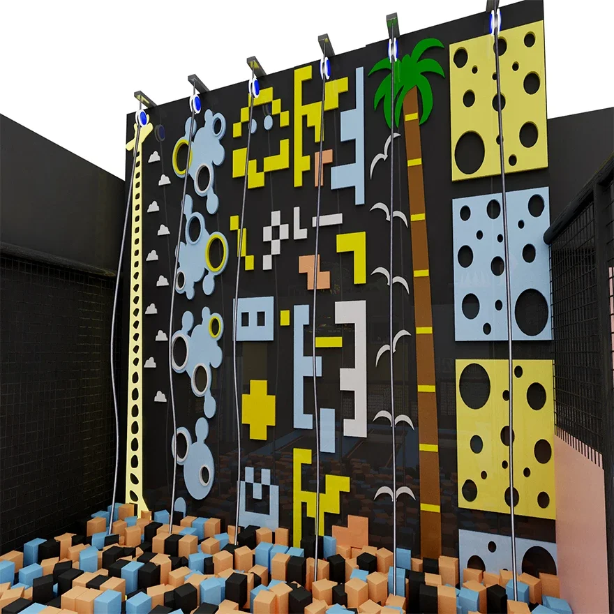 Popular Kids Rock Amusement Equipment Indoor Rock Climbing Wall With Descending Device