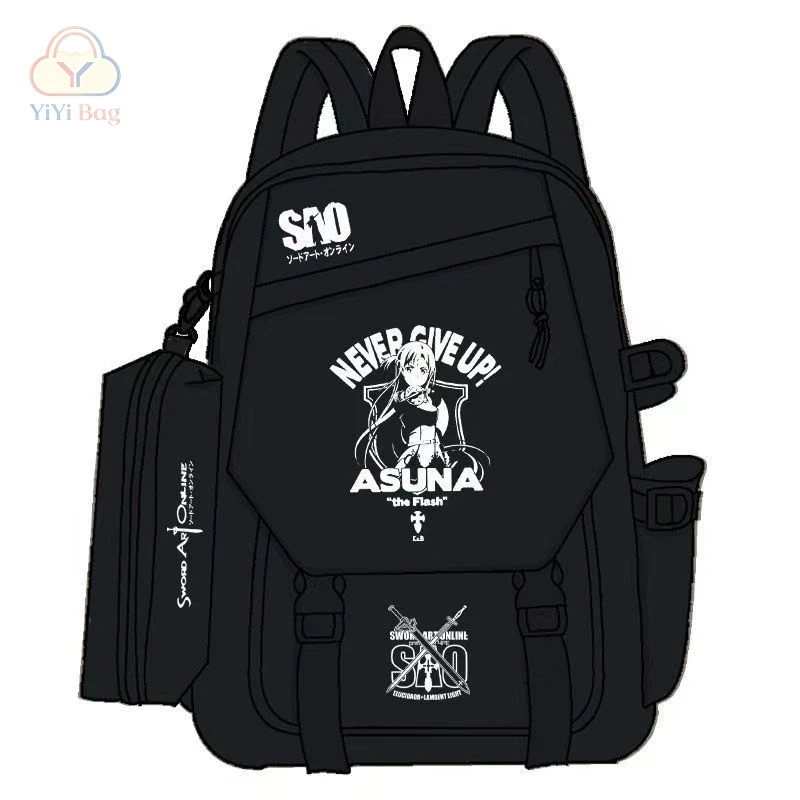 Sword Art Online Backpack Pencil Case Set Kirigaya Kazuto Yūki Asuna Cartoon Student Large Capacity School Bag Daypack Book Bag