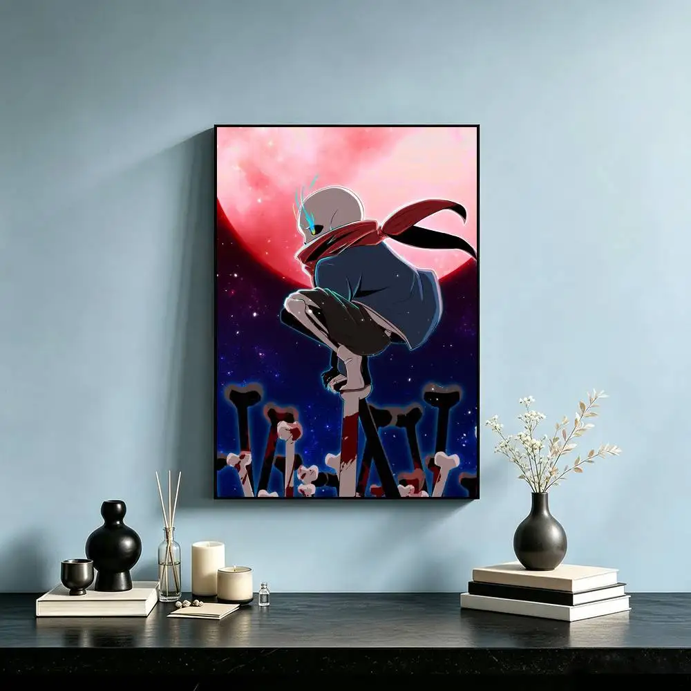 U-UndertaleS Sans Anime Poster Waterproof Wall Art Sticker For Bar Living Room Vintage Decor High Quality Print Gift